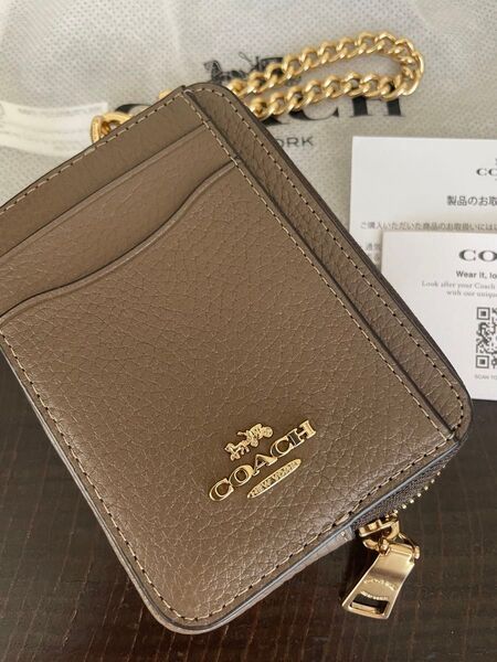 コーチ COACH ミニ 財布 コインケース ロゴ シグネチャー チェーン ジップ ID カード コイン ケース レディース 新品