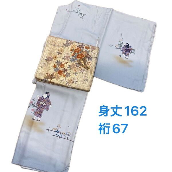 訪問着 女の子 赤蜻蛉 お宮参り 正絹 生地取り リメイク 身丈162裄67 下がり藤 一つ紋
