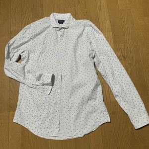 ザラ ZARA マン MAN 長袖シャツ 小花柄 スリムフィット Lサイズ ドレスシャツ 総柄 オフィス カジュアル