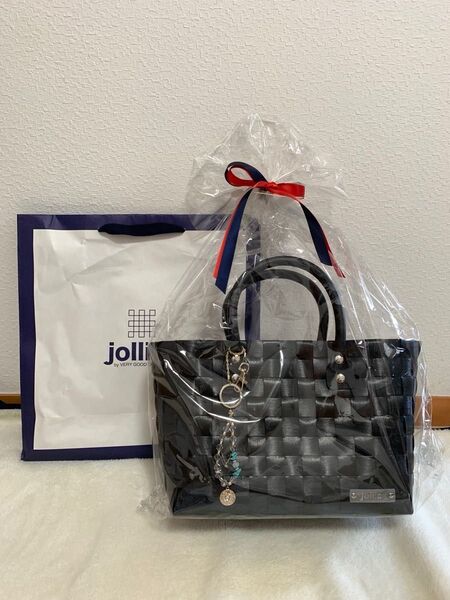 jolliesカゴバック チャーム付き ブラック 新品・未使用