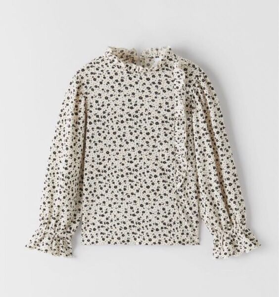 ZARAKIDSザラキッズ* フラワー柄フリルロングTシャツ*116