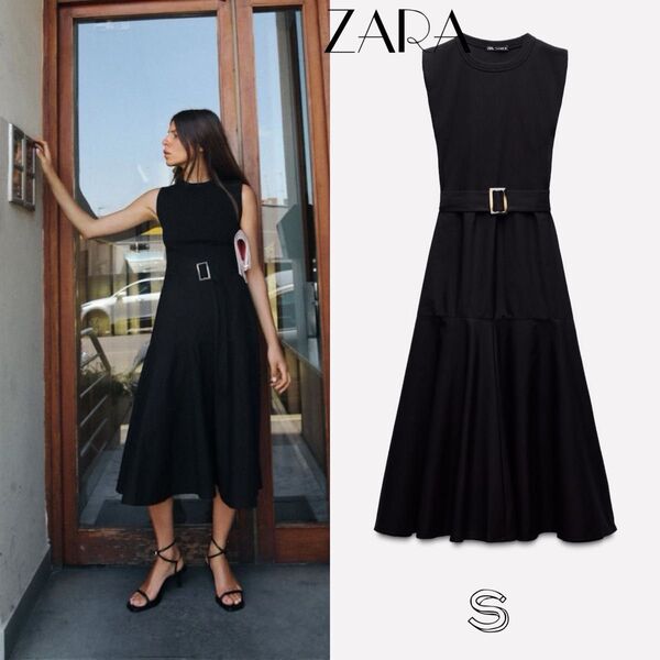 ZARA マッチングベルト付きワンピース