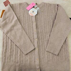 新品! ケーブル編み 長袖 ニットカーディガン 洗濯可能