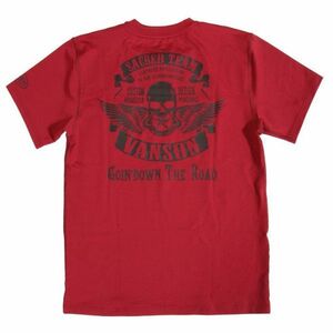 当店別注 VANSON ドライ 半袖Tシャツ スカルウィング 吸汗速乾 抗菌防臭 UVカット ACV-903 ワイン 【XL】LL バンソン ハーレー 迷彩