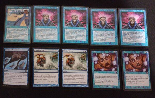 MTG 青の優良カード 記憶への放逐 渦まく知識 目くらまし 水流破 残響する真実 有翼の叡智、ナドゥ 14枚セット