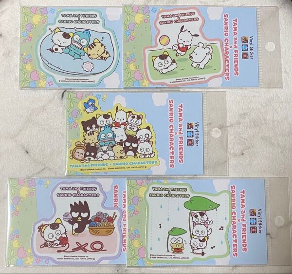 サンリオ タマ&フレンズ×サンリオキャラクターズ ステッカー 5種 各1枚 / 未開封