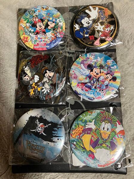 未使用 ディズニー缶バッジ 6点セット 夏
