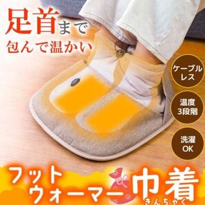 未開封 FTHT24SBW つま先から足首まであったか「フットウォーマー巾着」 サンコー ベージュ