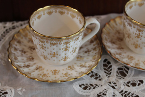 【SPODE スポード フルールドリス・ゴールド】カップ&ソーサー 2客 ペア