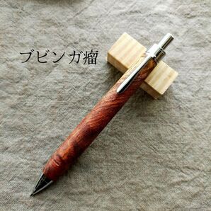 ハンドメイド 木軸シャープペン ブビンガ 瘤杢 ウッドペン G2