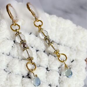クリスタル&アクアマリングリーンピアス