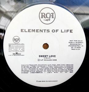 激レア 1996 Elements Of Life / Sweet Love Promo Only US 12 Anita Bakerカバー 90s 裏名作 マニア向け 絶版