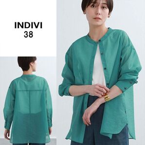 A0546【美品♪】INDIVI オーガンジーオーバーサイズ シャツブラウス