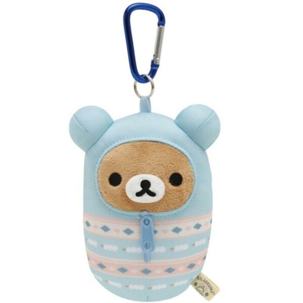 リラックマ ぶらさげぬいぐるみ こもれびキャンプ 寝袋 カラビナ付 キーホルダー