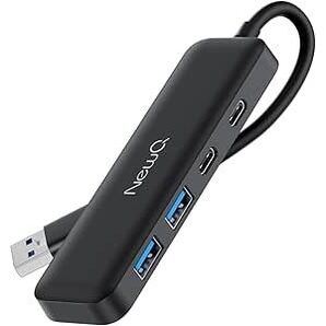 NewQ USB-C ハブ 4ポート USB-C 3.0 軽量 変換アダプター 4 in 1 Type-C 拡張 ブラック