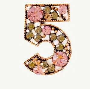 5ブローチ ラインストーン ピンク