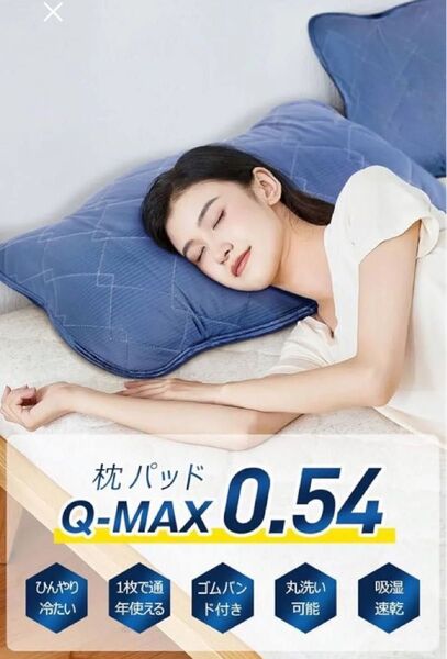 枕カバー 冷感 Q-MAX0.54 ひんやり枕カバー 43×63cm 冷たい 防止ゴムバンド付き 吸湿速乾 防ダニ 抗菌防臭