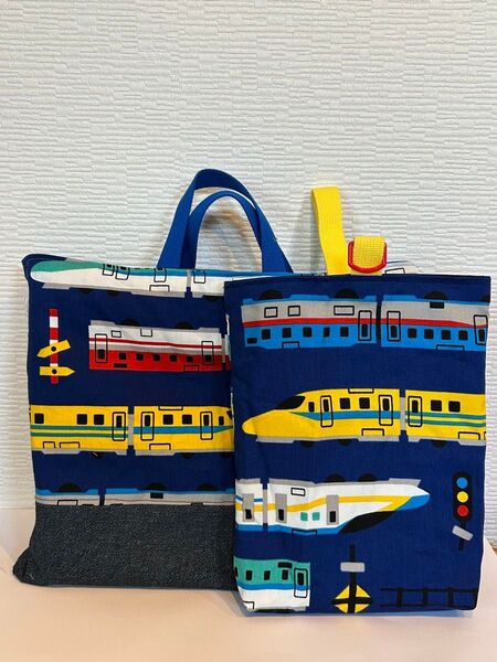 ハンドメイド☆ レッスンバッグ&上履き入れ☆新幹線ハンドメイド☆レッスンバック&上履き入れ☆