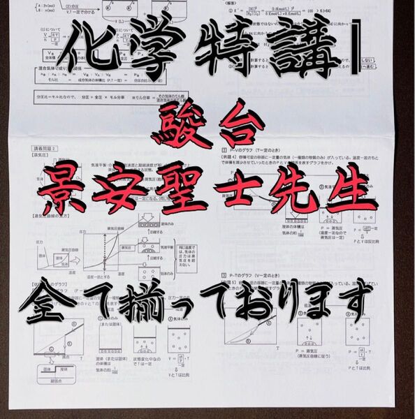 【2024年 最新版】駿台 冬期 化学特講Ⅰ 景安聖士 河合塾 代ゼミ 鉄緑会 東進 東大 医学部 Z会 共通テスト
