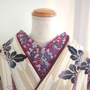 ラスト1本 半襟 ハンドメイドT 縮緬 レトロ古布 アンティーク