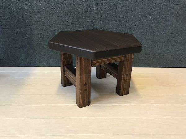 【送料無料】 スツール 腰掛け 椅子 6角 32cm 20cm パイン こげ茶