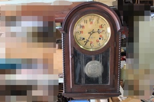 改 ▲モ-79 明工舎 振り子時計 実働品 ぜんまい式 品番：No.415 レトロ 当時物 入札前に説明文熟読必須 ※ 寸法は画像下参照　★