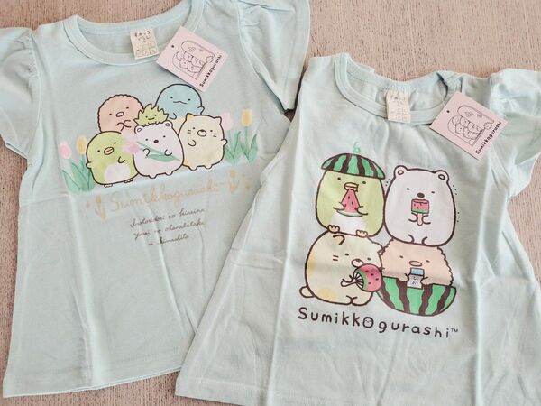 【100サイズ◎すみっコぐらし半そでTシャツ】まとめて2枚 人気の袖フリル 綿