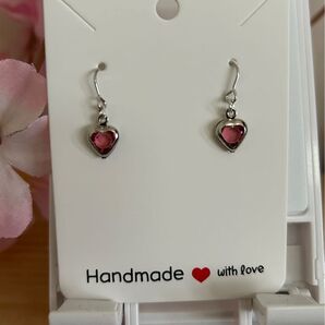 NO.12 シンプルハートピアス(ピンク)