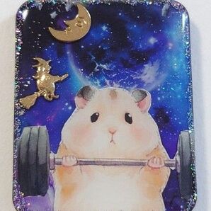宇宙で筋トレハム太郎♪かわいいレジンネックレス☆ビッグサイズ☆ ハムスター ハムスターアクセサリー レジンハムスター