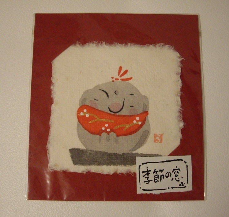 ¡Nuevo y sin abrir! Maravilloso★Ventana de temporada★Decoración de pared con ilustración de Jizo★Interior de estilo japonés★Viene con un soporte para papel★ Buena suerte, buena suerte, bienes que traen felicidad, cuadro, pintura japonesa, persona, Bodhisattva