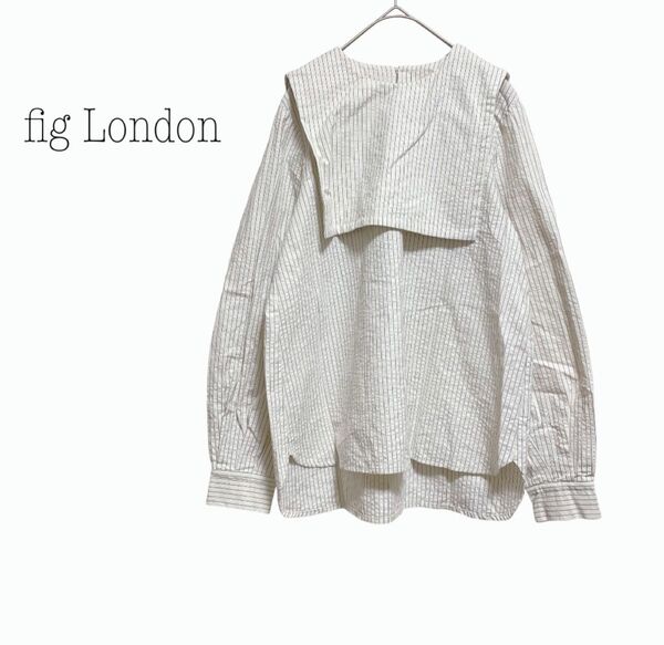 フィグロンドン fig London タイプライターセーラーブラウス ストライプ