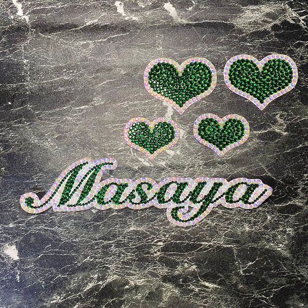 デコうちわ デコ文字 うちわ 団扇 【 Masaya 】 ハート グリーン