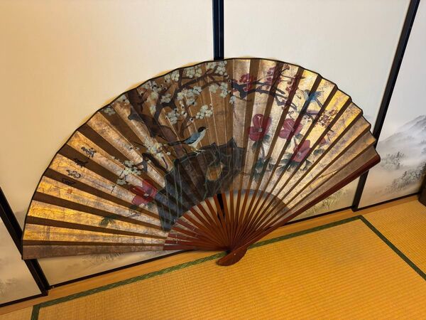 【美品】特大扇子 特大扇 大扇子 大扇 和室 アンティーク雑貨