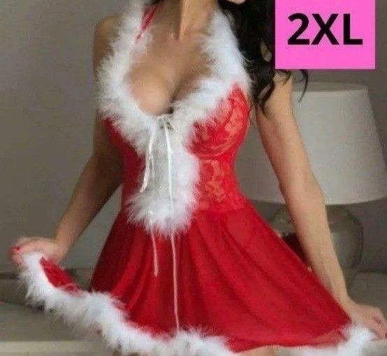 2XL バレンタイン 誘惑コスプレ レディース ワンピ ショート丈 Aラインスカート風