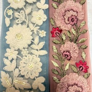 【お得!おまとめ対象外】インド刺繍リボン1M×2本