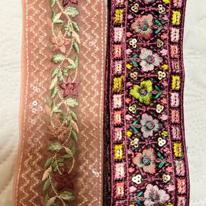【お得!おまとめ対象外】インド刺繍リボン1M×2本