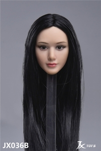 *JX Toys*1/6 женщина head B черный длинный волосы (JX-036B)6460