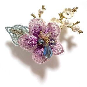 梅の花ブローチ 紫