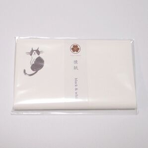 京都 辻徳 懐紙 日本製 和紙 Black&White ハチワレ 猫 ネコ