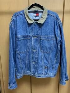 90’s XL相当 トミーヒルフィガー デニム ジャケット ジーンズ TOMMY HILFIGER オールドスクール USA 90年代 LA NY BIG 80's