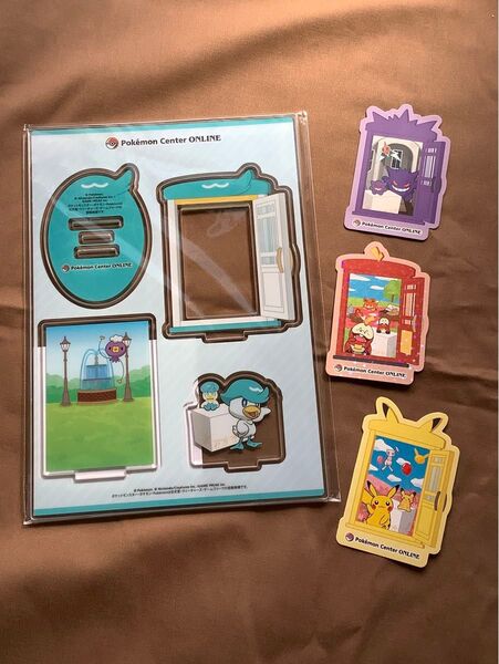 ポケモンセンターオンライン クワッス アクリルスタンド & ホゲータとゲンガー、ピカチュウのシール