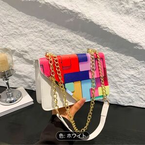 【11月限定値下げ】ショルダーバッグ チェーンストラップ マルチカラー ブラック チェーンバッグ キャバ ナイトワーク