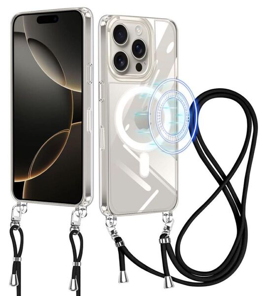 iPhone 13 ProMax 用ケース クリア ショルダー付き MagSafe対応 ワイヤレス充電