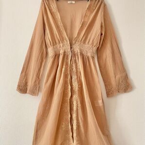 pyumosso ピューモッソ レース刺繍 ロングガウンロング羽織 カーディガン フリー