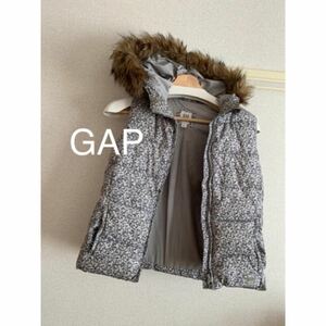 SALE！GAP★XL★グレー小花柄★ファーダウンベスト★ギャップ