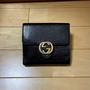 値下げ不可 GUCCI 二つ折り財布 インターロッキング 本革