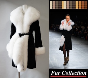  elegant . atmosphere ... puts out * white fox fur × shared black Lapin real fur coat lady's fur coat lady's 