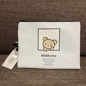 リラックマ フラットポーチ NEW BASIC RILAKKUMA ブルー しまむら限定