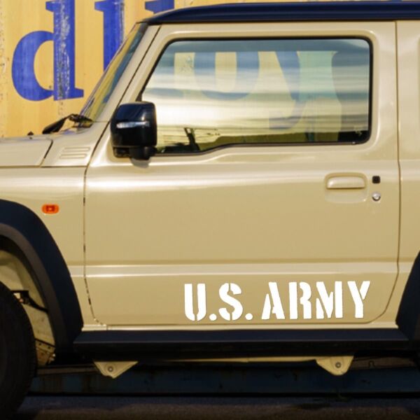 ミリタリーU.S.ARMYアーミー カッティングステッカー2枚セット 45cm 艶消白