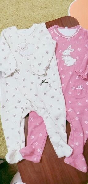 裏起毛 足つきカバーオール 2枚セット